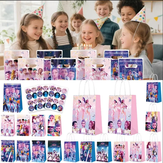 Kpop Demon Hunter Birthday Gift Bag Paper Box Party Favors Goodie Filler Candy Box Storage Party Supplies