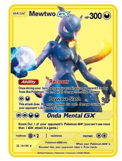 Pokemon English Metal Card Anime Pikachu Charizard Mewtwo Blastoise Vmax Shiny Letters Collection