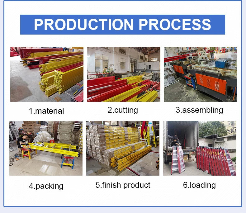 EN61478 Fiberglass Single Section Straight Strengthen Step Support And Handrail Ladder For Electricians