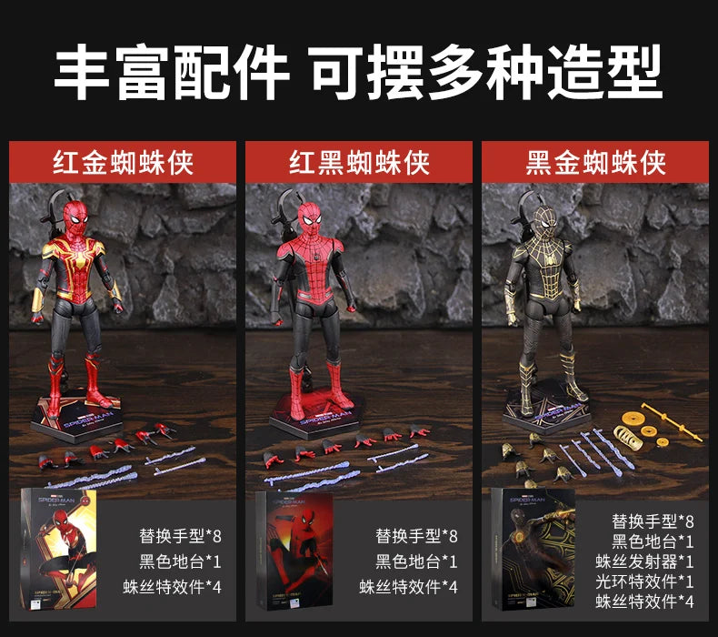 Spider Man No Way Home Action Figure Peter Parker Gold Black Red Model  Adult Collectible Toy