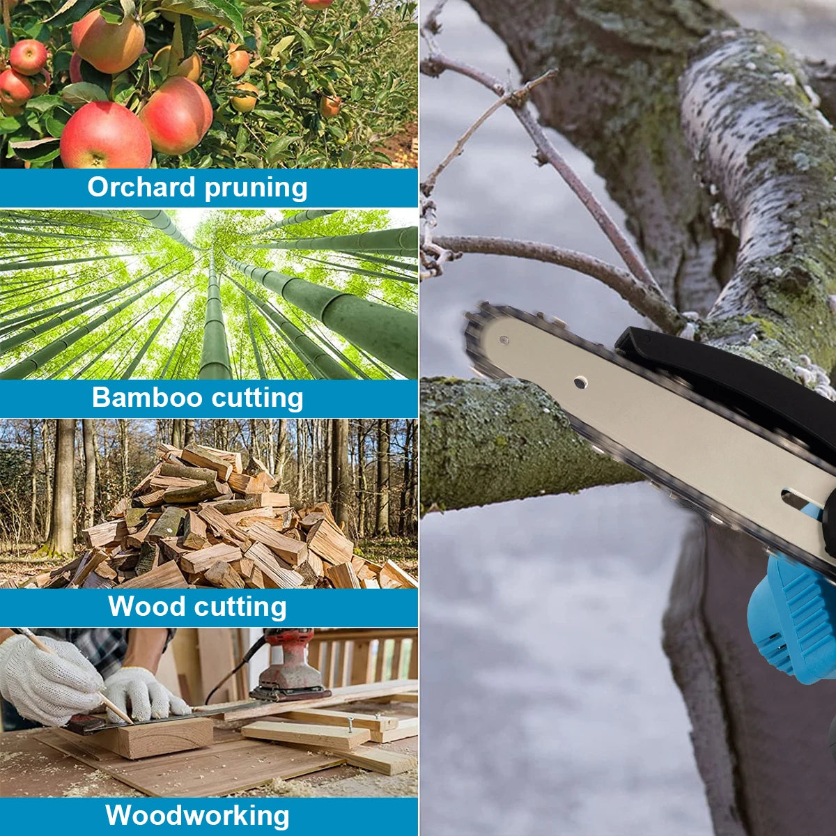 8 inch Mini Cordless Woodworking Handheld Garden Electric Saw Cutting Power Tool Makita 21V Battery