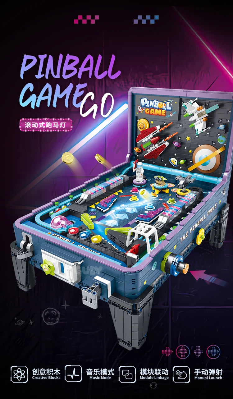 60526 MOC Idea Game Machine Pinball Table Building Blocks Bricks Assembling DIY Toys for Christmas Gift Set