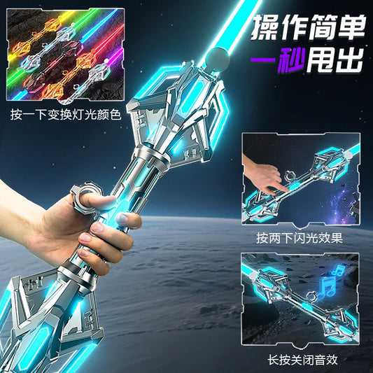 OSDUE Lightsaber for Kids 7 Color Rechargeable Light Up Saber with FX Sound Type C Charging Cable Expandable Light Swords