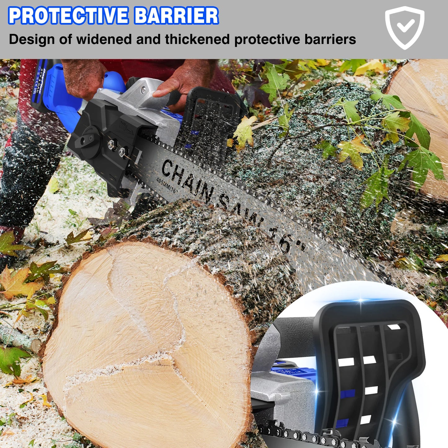 16 Inch Cordless Electric Chainsaw with 2 Battery and Charger,Brushless Handheld for Wood Cutting, Tree Pruning