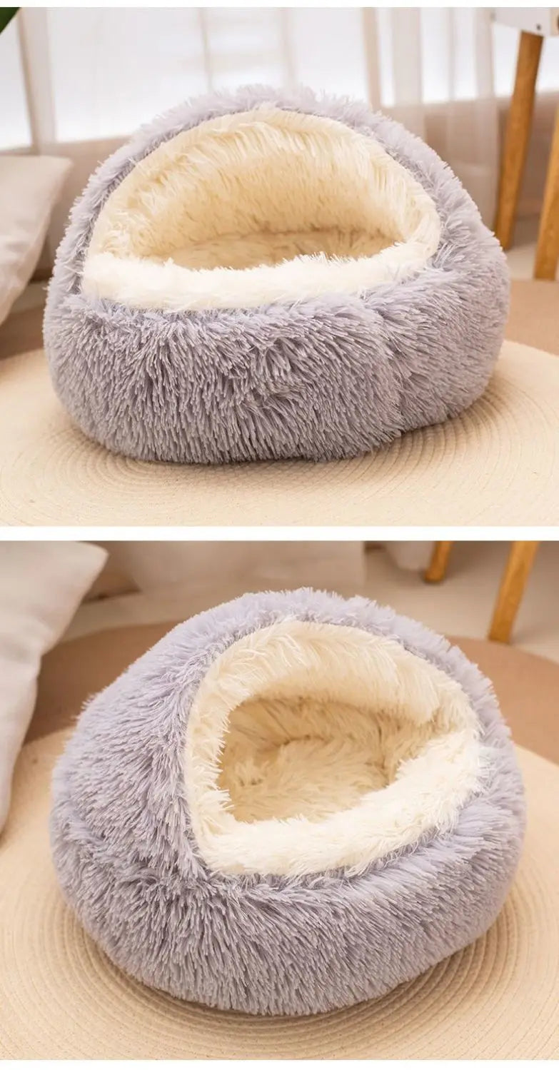 2 in 1 Soft Plush Pet Bed 50CM with Cover Round Pet Puppy Mattress for Small Dogs Cats
