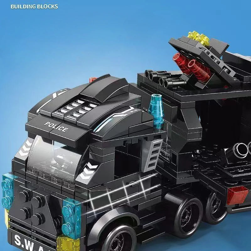 585pcs 8 in 1 SWAT Police Station Truck Model Building Blocks Set City Helicopter Bricks Toys for Kids Gifts