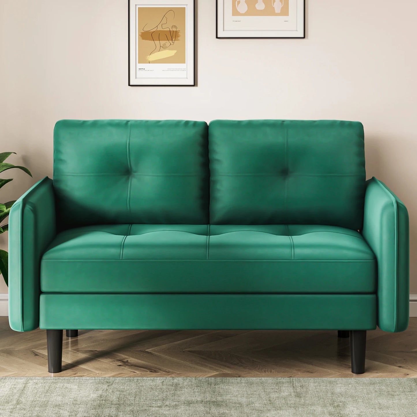 2 Seater Sofa, Modern Velvet Sofa Couch with Thicken Cushions for Living Room, Bedroom, Apartment,