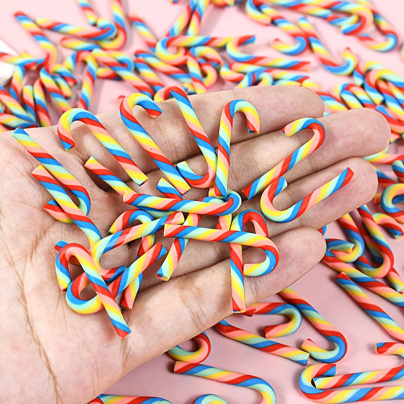 10/30/50Pcs Mini Candy Cane Christmas Decoration Red White Resin Candy DIY Crafts Xmas Home Decor