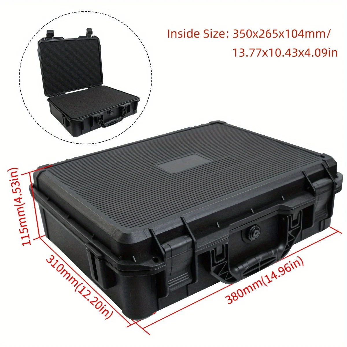 1pc Universal Portable Plastic Tool Box With Foam Insert Waterproof & Shockproof Hard Carrying Case With Pre-cut Sponge
