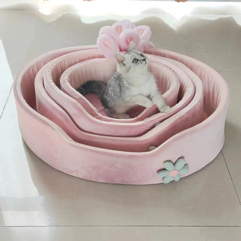 Detachable Washable Dog Sleeping Bed Soft Comfortable Warm Cat Bed for Four Seasons
