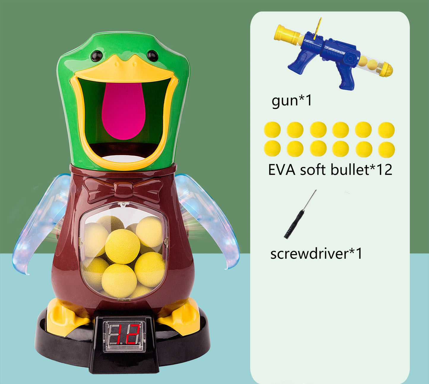 Hungry Shooting Duck Toys Air-powered Gun Soft Bullet Ball With Light Electronic Scoring Games for Kids