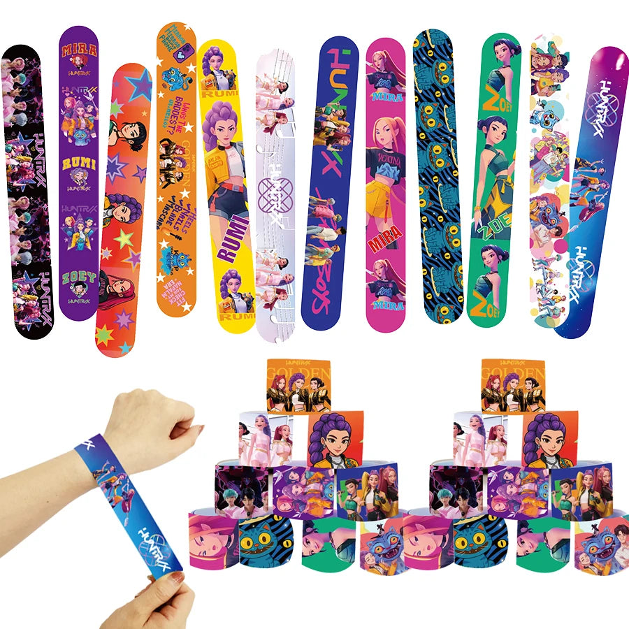 12/24/36/48pcs K-POP Demon Hunters Slap Bracelets Birthday Party Favors Gift Bag Christmas Stocking Fillers
