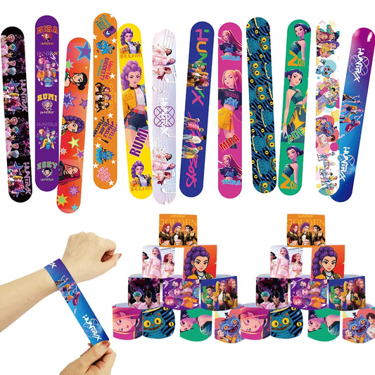 12/24/36/48pcs K-POP Demon Hunters Slap Bracelets Birthday Party Favors Gift Bag Christmas Stocking Fillers