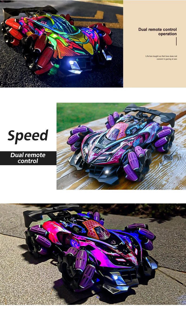 F1 RC Drift Car With Music Led Lights 2.4G Glove Gesture Radio Remote Control Spray Stunt Cars