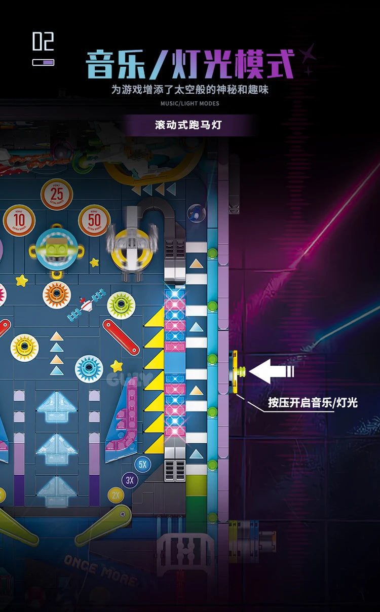 60526 MOC Idea Game Machine Pinball Table Building Blocks Bricks Assembling DIY Toys for Christmas Gift Set