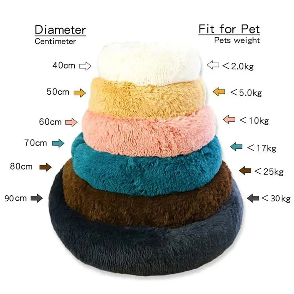 40-90cm 6 Sizes Round Super Soft Pet Bed for Large Dog & Cat