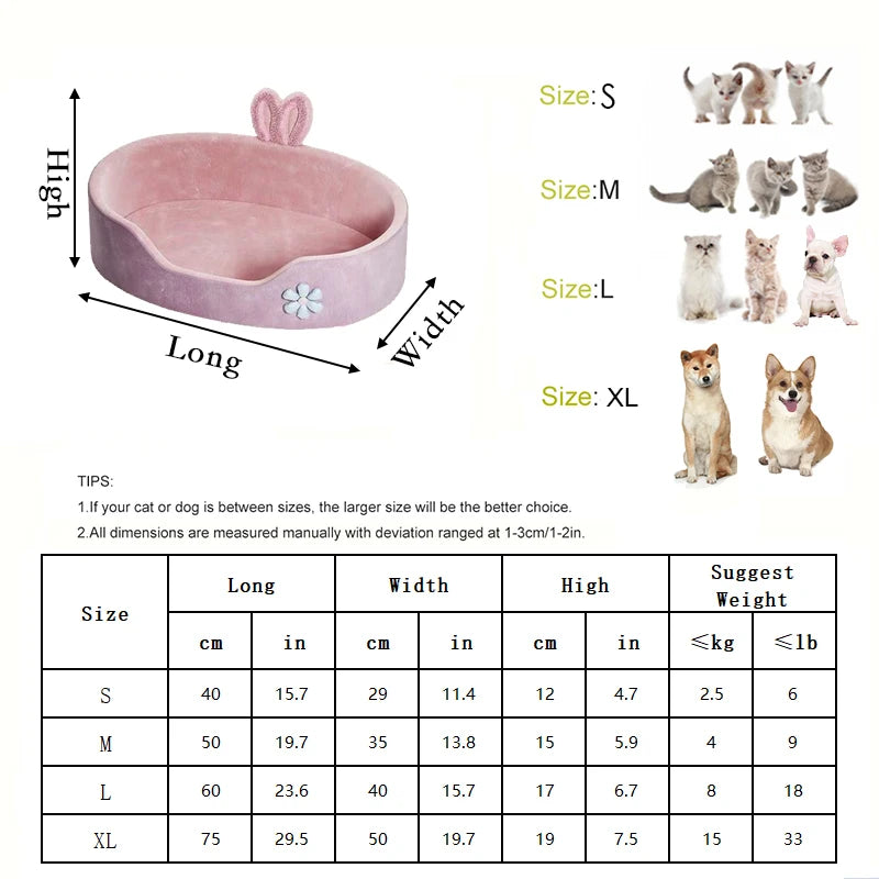 Detachable Washable Dog Sleeping Bed Soft Comfortable Warm Cat Bed for Four Seasons