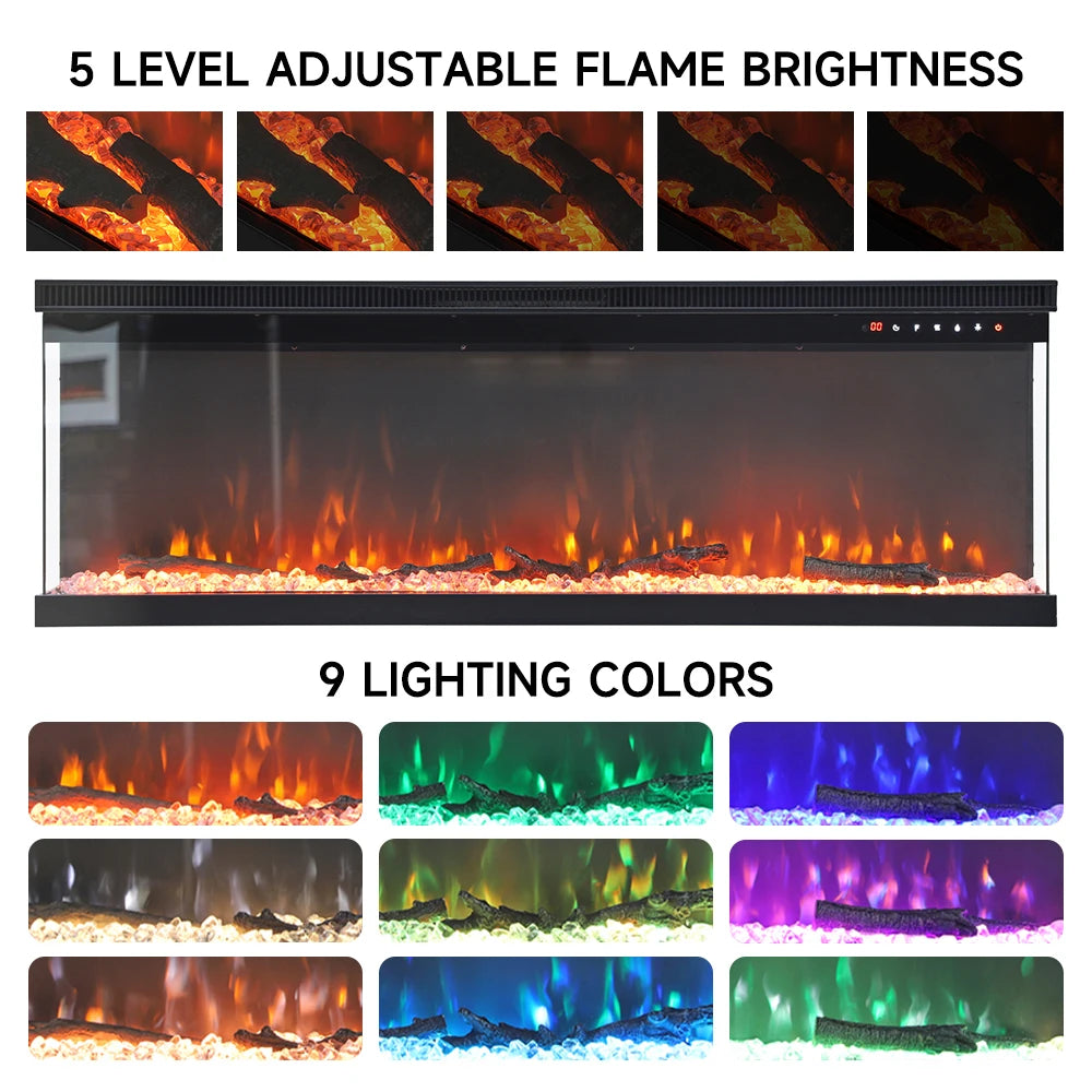 Recessed/Freestanding Electric Fireplace Wall Mounted Home Decoration Multi Size With Remote