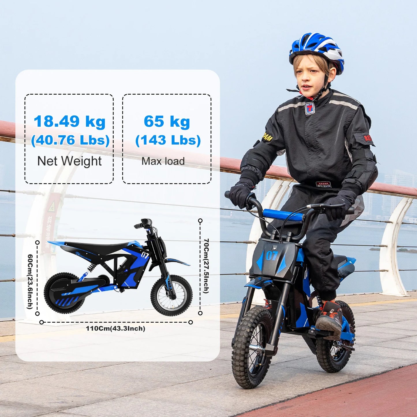 EVERCROSS PLUS Electric Moto for Kids EV12M - 300W Motor, Max Speed 25 km/h, 15 km Range, 12 Inch Tires, Dirt Bike for Ages 3-12