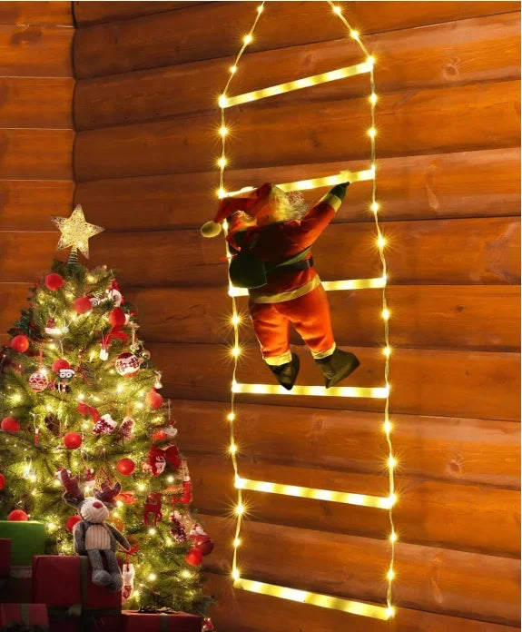 Christmas LED Santa Claus Climbing Ladder Light USB Plug 8 Flashing Modes