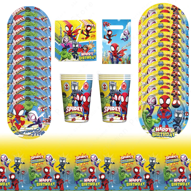 Spiderman Birthday Party Decorations Disposable Tableware Plate Cup Napkins Bags Supplies Set