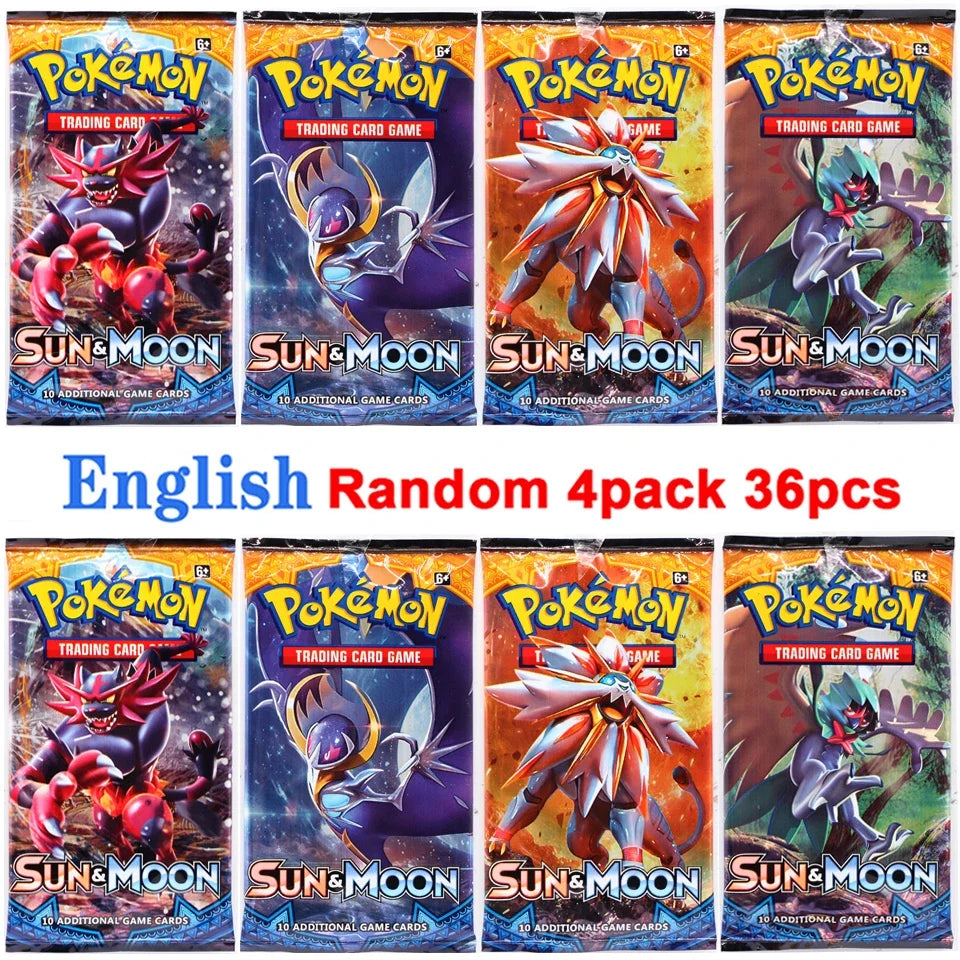 4 Pack Pokemon Cards 151 Team up Sun & Moon Thunder English Trading Card Collectible
