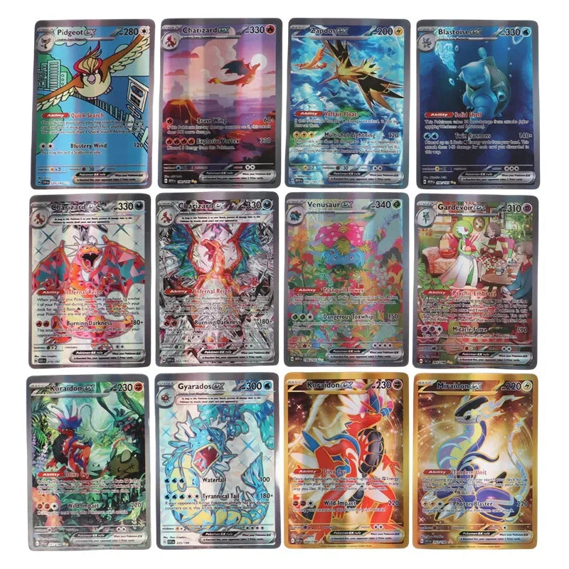 60/100Pcs English Pokemon Card 1996 Year Shining Charizard Pikachu Mewtwo trade Card Kids Pokemon Toy