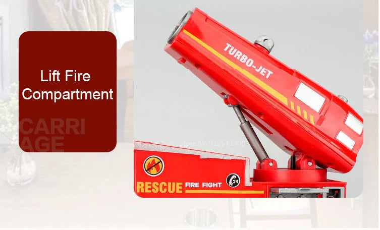 1:32 Scale Water Spray Fire Truck Model Ladder Trucks Toy Car Sound Light Christmas Gift