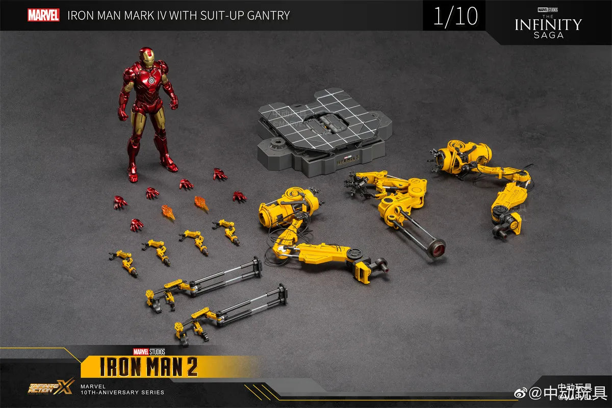 ZD Original Iron Man SUIT-UP GANTRY 1/10 Marvel Legend Demolition stand LED Light MK6 MK4 Armor Tony Stark Model Action Figure