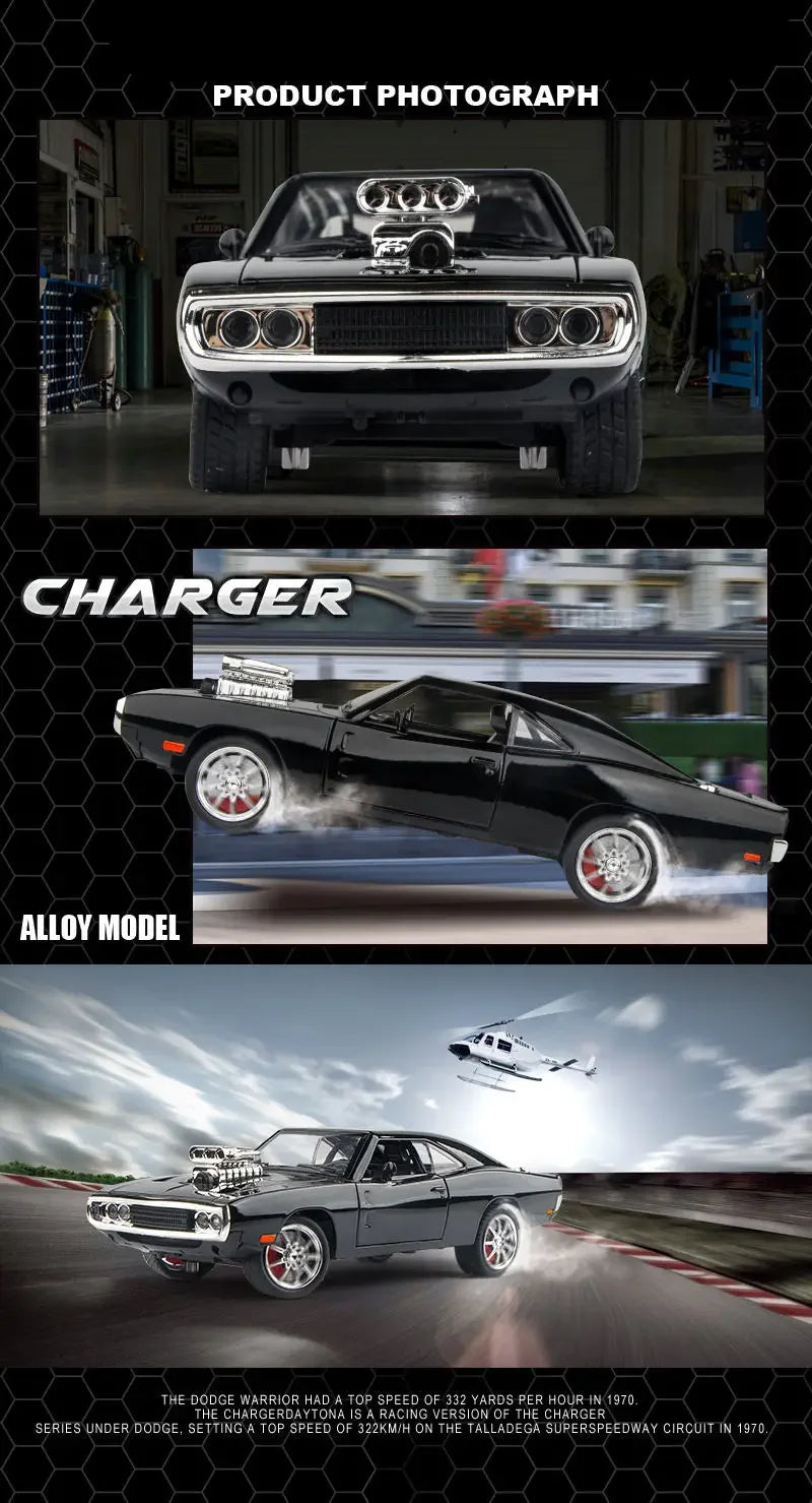 1:24 Dodge Charger Alloy Muscle Car Model Die-cast Vehicles Sports Car Model Simulation Sound And Light