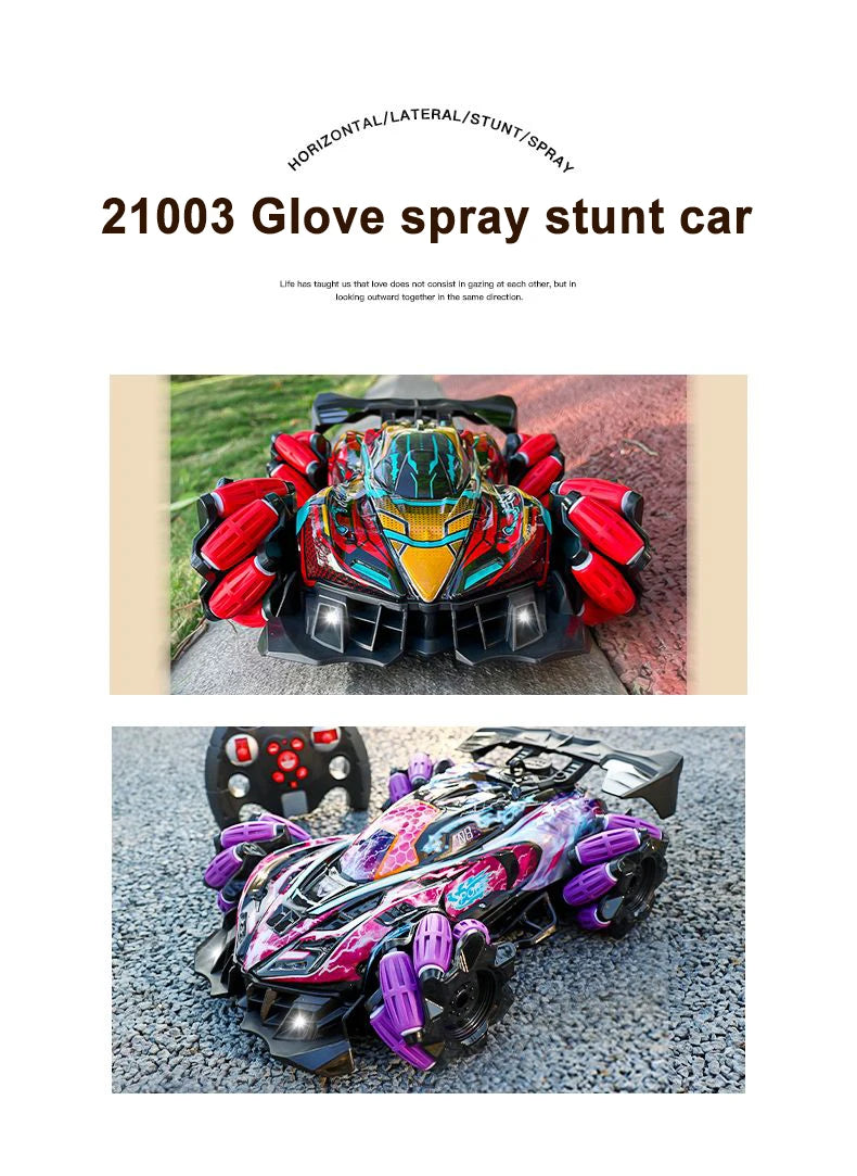 F1 RC Drift Car With Music Led Lights 2.4G Glove Gesture Radio Remote Control Spray Stunt Cars