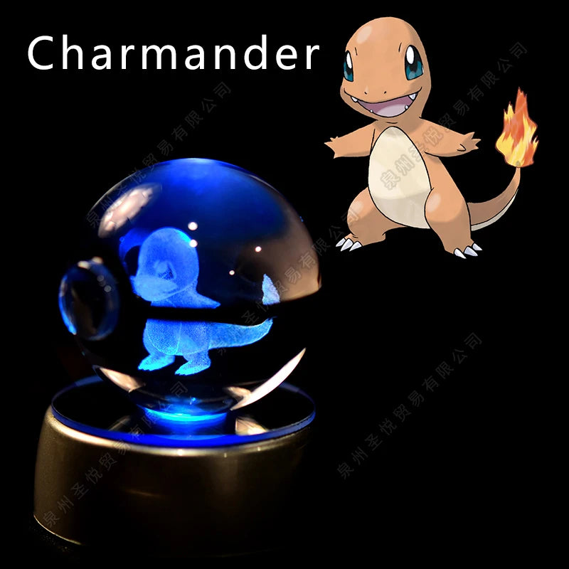 Pokemon Crystal Ball 3D Pikachu Gengar Mewtwo Night Light Lamp
