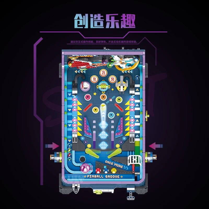 60526 MOC Idea Game Machine Pinball Table Building Blocks Bricks Assembling DIY Toys for Christmas Gift Set