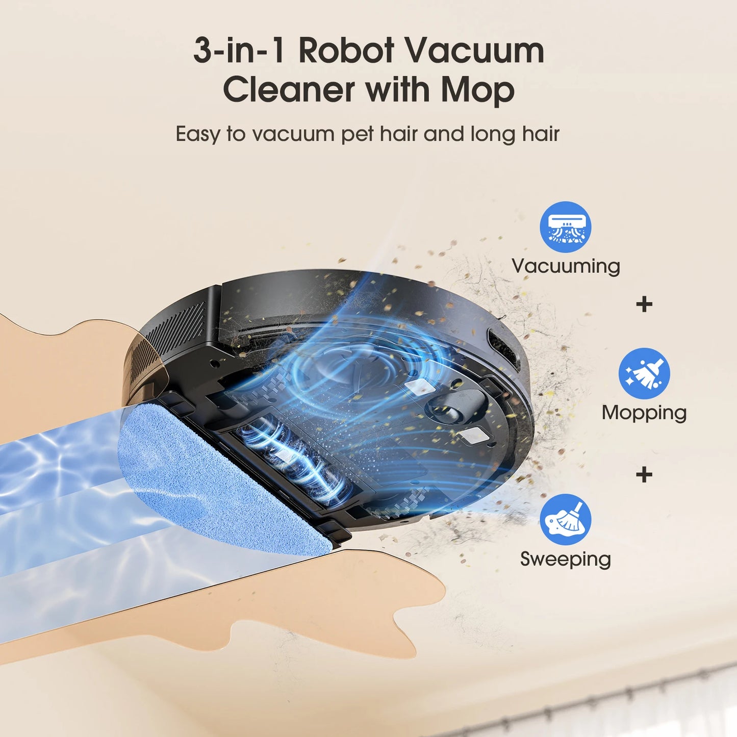 Lubluelu L20Max Self-Emptying 3-in-1 Robot Vacuum Mop - 6000Pa Suction LiDAR Navigation Large Dust Bag Hands-Free 120min Runtime