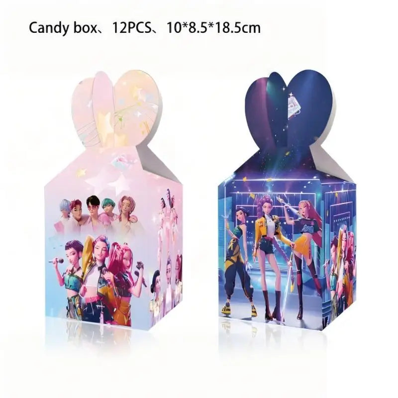 Kpop Demon Hunter Birthday Gift Bag Paper Box Party Favors Goodie Filler Candy Box Storage Party Supplies