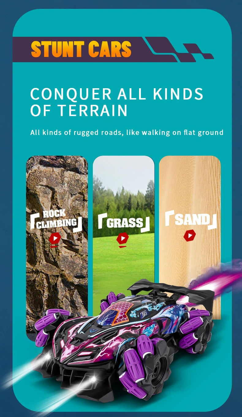 F1 RC Drift Car With Music Led Lights 2.4G Glove Gesture Radio Remote Control Spray Stunt Cars