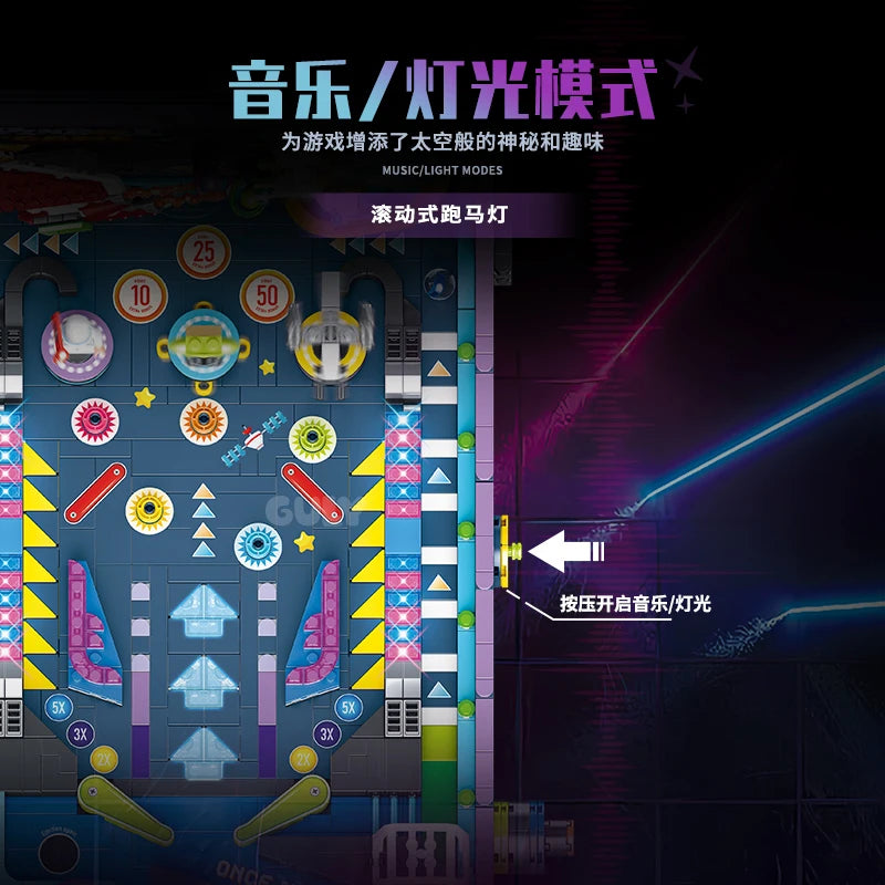 60526 MOC Idea Game Machine Pinball Table Building Blocks Bricks Assembling DIY Toys for Christmas Gift Set