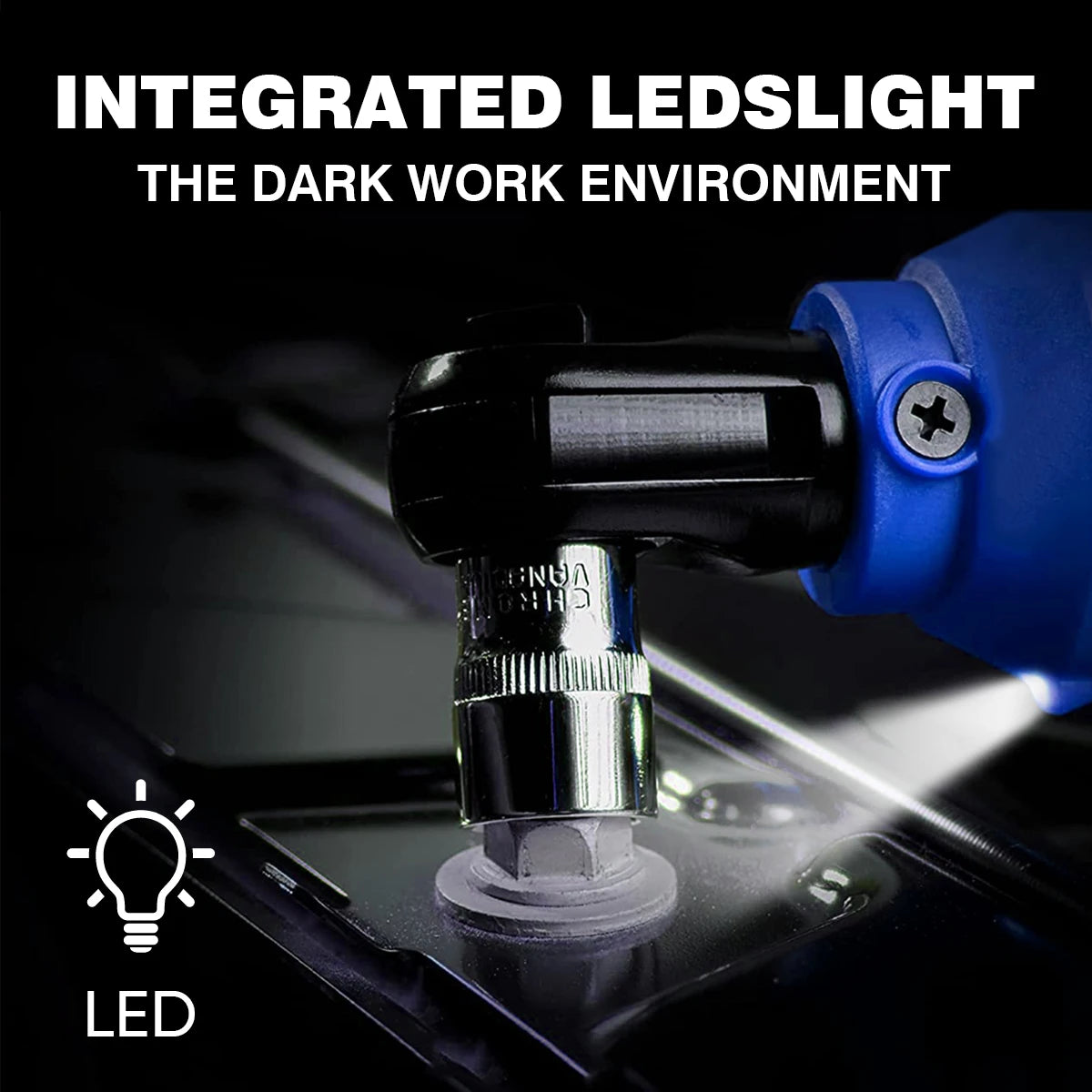 Cordless Ratchet Wrench Set,3/8"300 RPM 12V Power Electric Ratchet Driver with 7 Sockets,Two 1500mAh Li-Ion Batteries