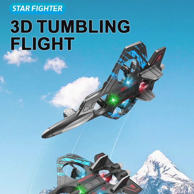 2.4G Remote Control Fighter Electric Foam Glider Stunt Tumbling UAV Helicopter with LED Lights