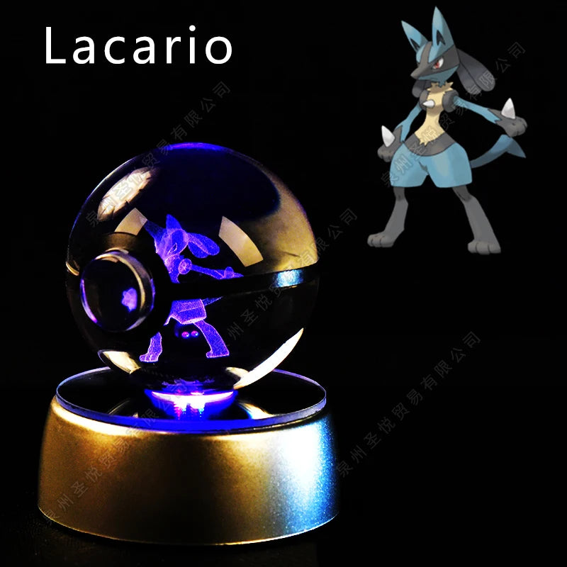 Pokemon Crystal Ball 3D Pikachu Gengar Mewtwo Night Light Lamp