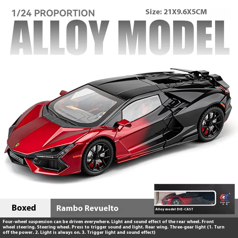 1:24 Rambo Revuelto Alloy Die-cast Car Model Toys, Four-door Sports Car Model