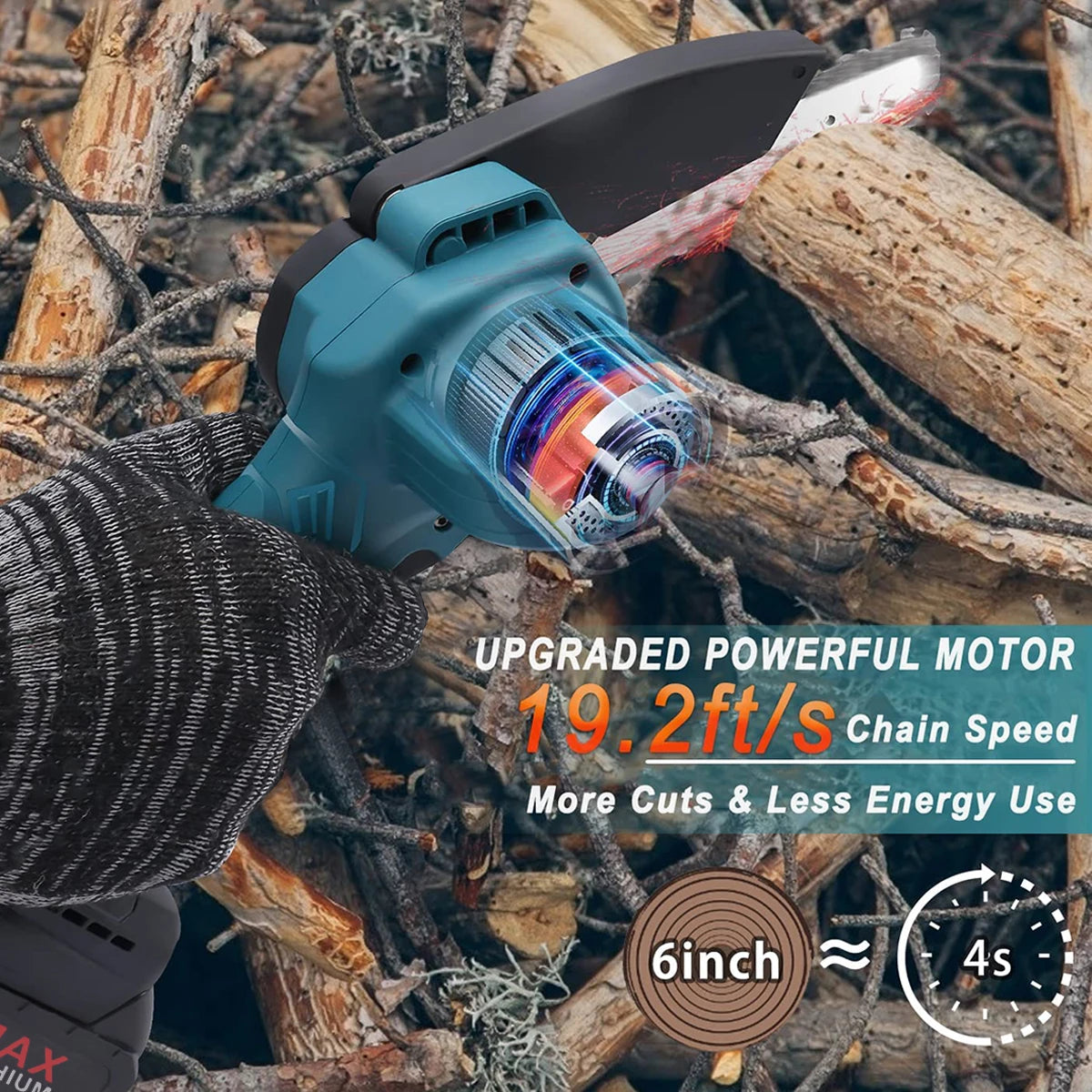 8 inch Mini Cordless Woodworking Handheld Garden Electric Saw Cutting Power Tool Makita 21V Battery