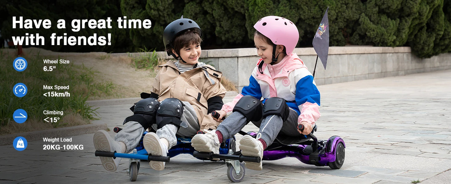 RCB 6.5-Inch Hoverboard with Go-Kart, Non-Slip Tire, LED Lights, Built-in Safety System, Electric Hoverboard for Kids & Adults