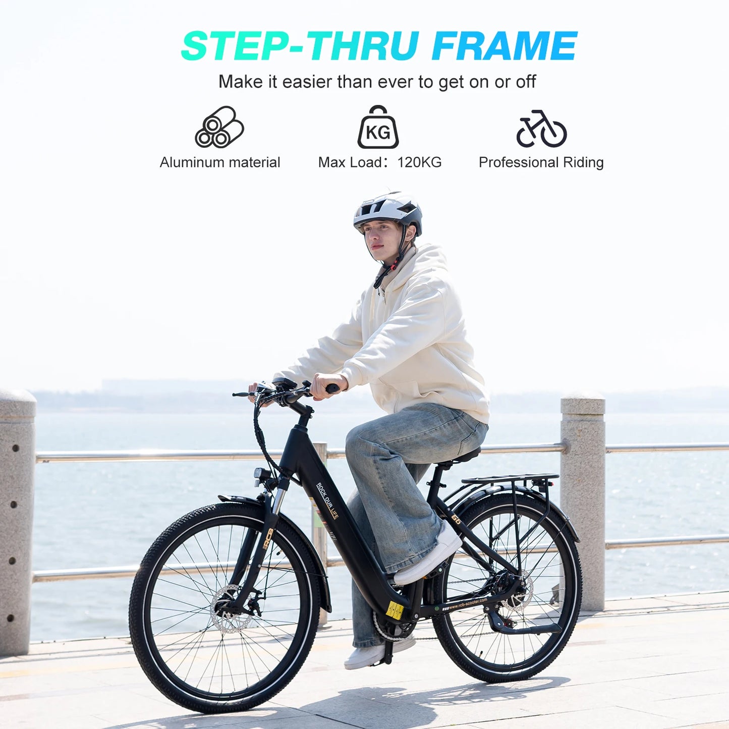 RCB Electric Bike for Adults G6, 25KM/H, 36V 10.4AH Removable Battery EBike, 27.5" Electric Bike, 250W, 7-Speed, Dual Disc Brake