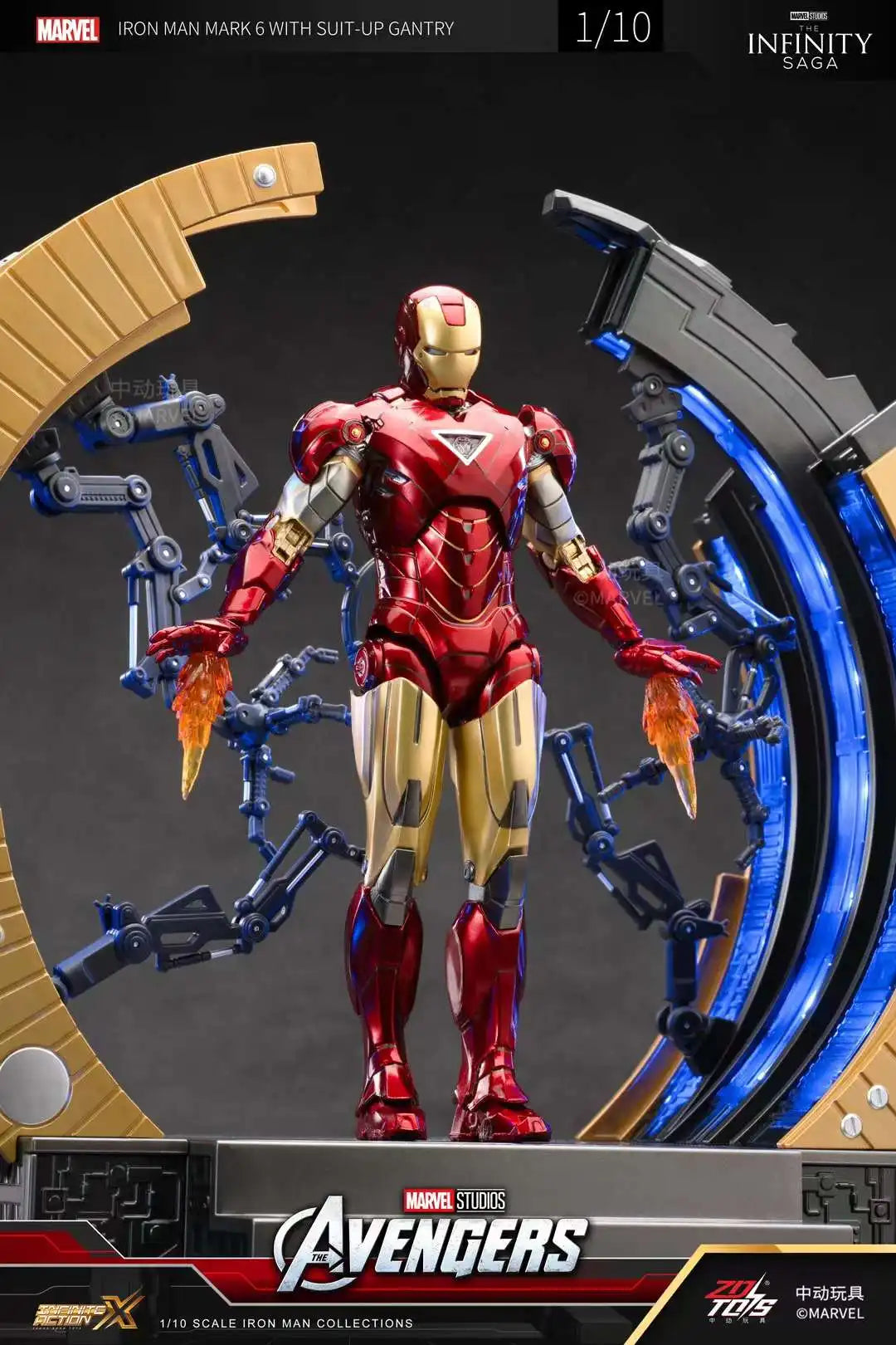 ZD Original Iron Man SUIT-UP GANTRY 1/10 Marvel Legend Demolition stand LED Light MK6 MK4 Armor Tony Stark Model Action Figure