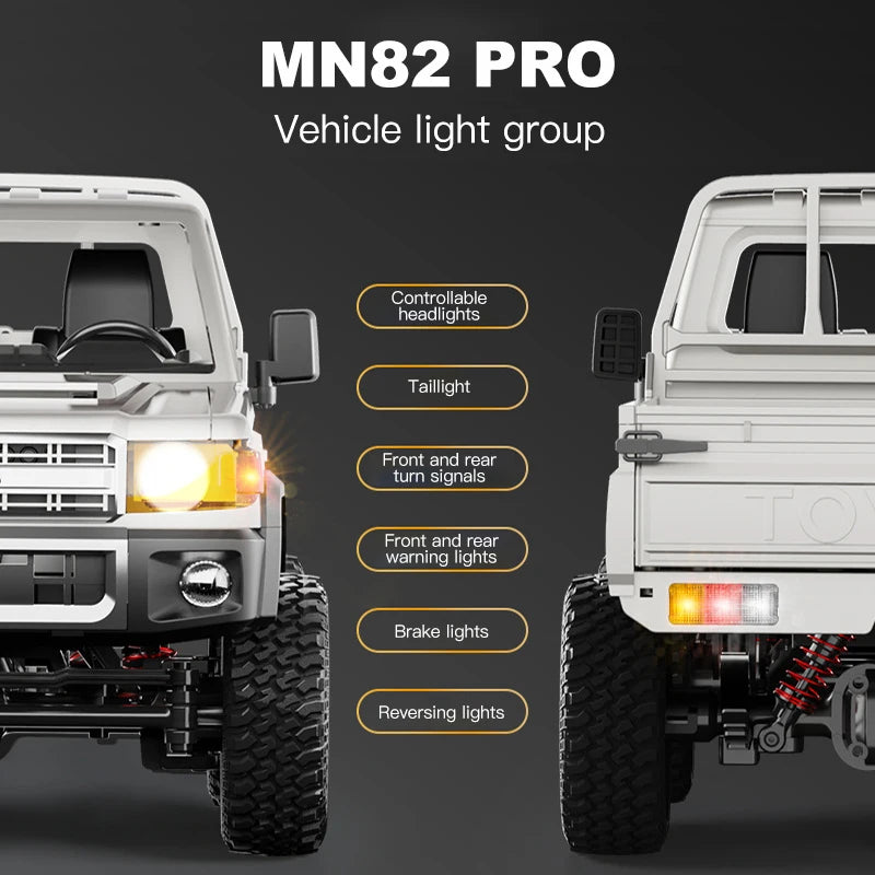 1:12 Full Scale RC CAR MN82 PRO Controllable Headlights 2.4G 4WD Off-Road Car Pick Up Truck Toy for Kids Gifts