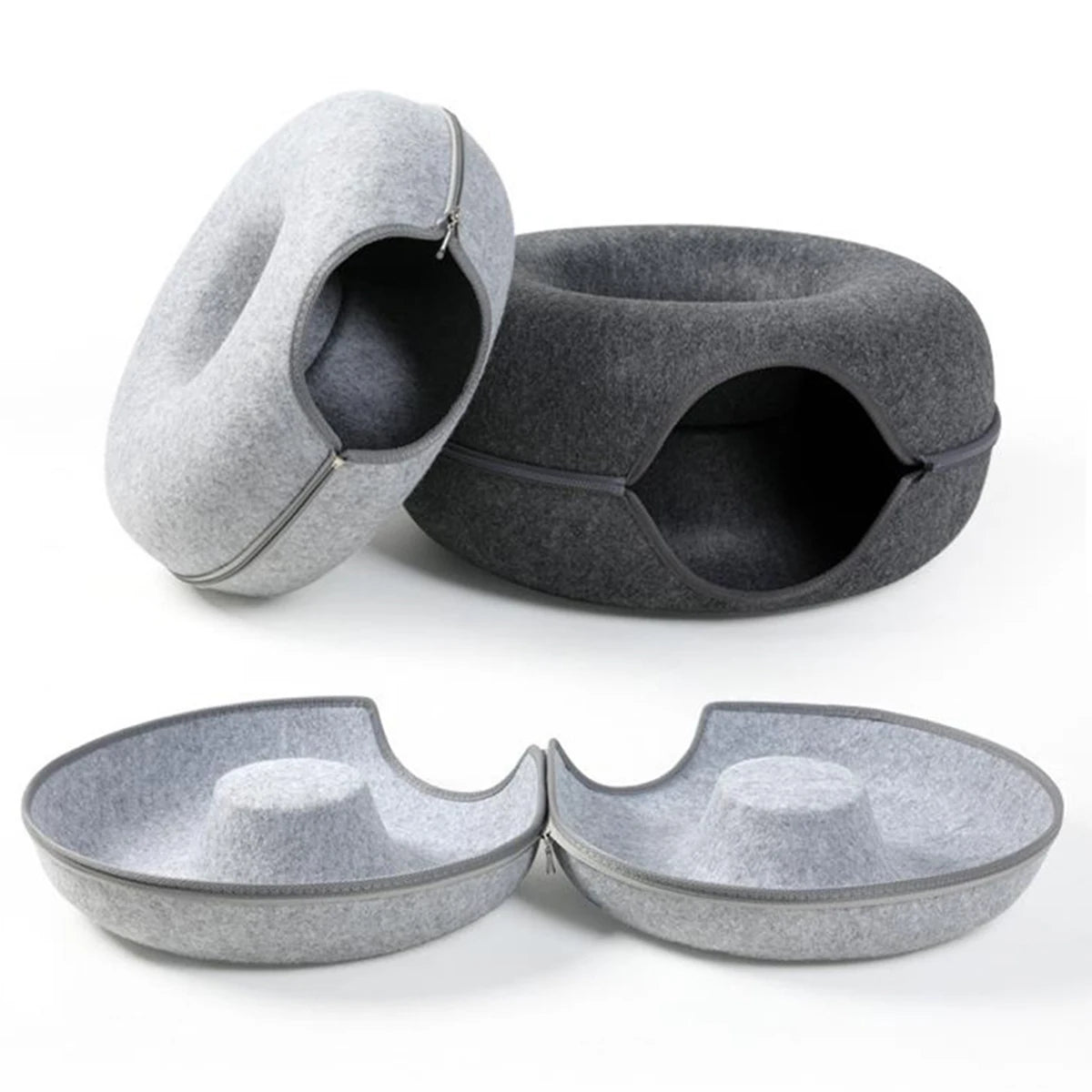 Interactive Round Small Cat Tunnel Nest Felt Kittens Bed House Scratcher
