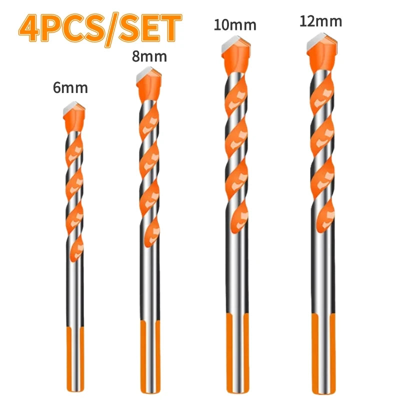 16PCS Tungsten Carbide Masonry Drill Bit Set for Metal Steel Porcelain Ceramic Tile Concrete Brick Wood 3-12mm Drilling Tools