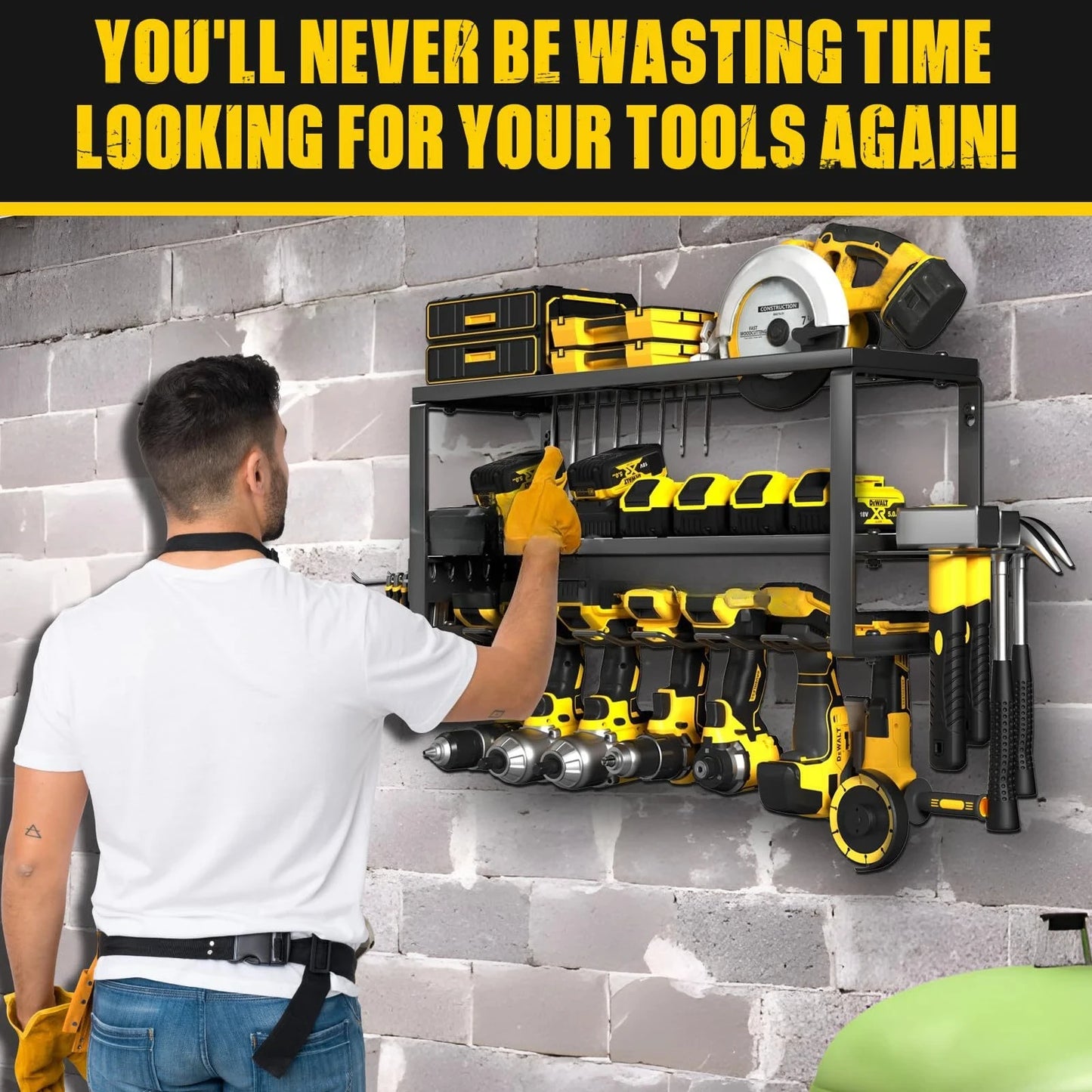 3-Layer Power Tool Organizer Wall Tool Shelf Cabinet Electric Drill Tool Trolley Storage for Garage Workshop