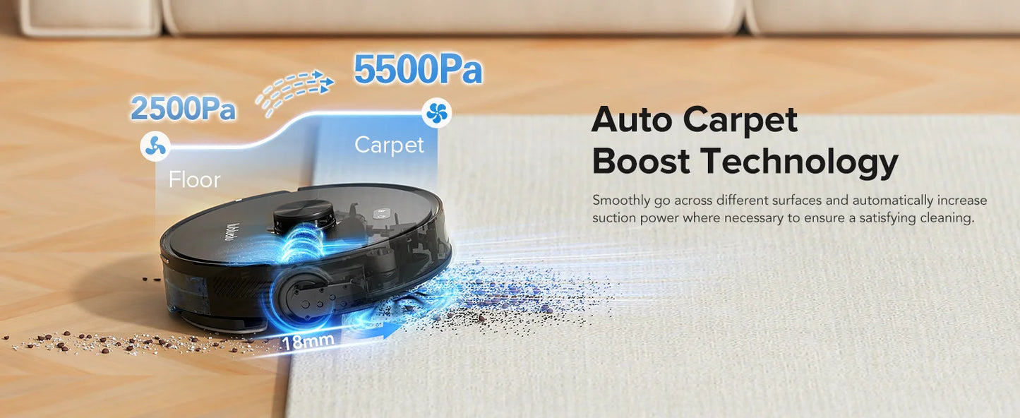 Lubluelu L15 Max Robot Vacuum Mop Combo 5500Pa Auto-Charging 3 In 1 Robot Vacuum Cleaner